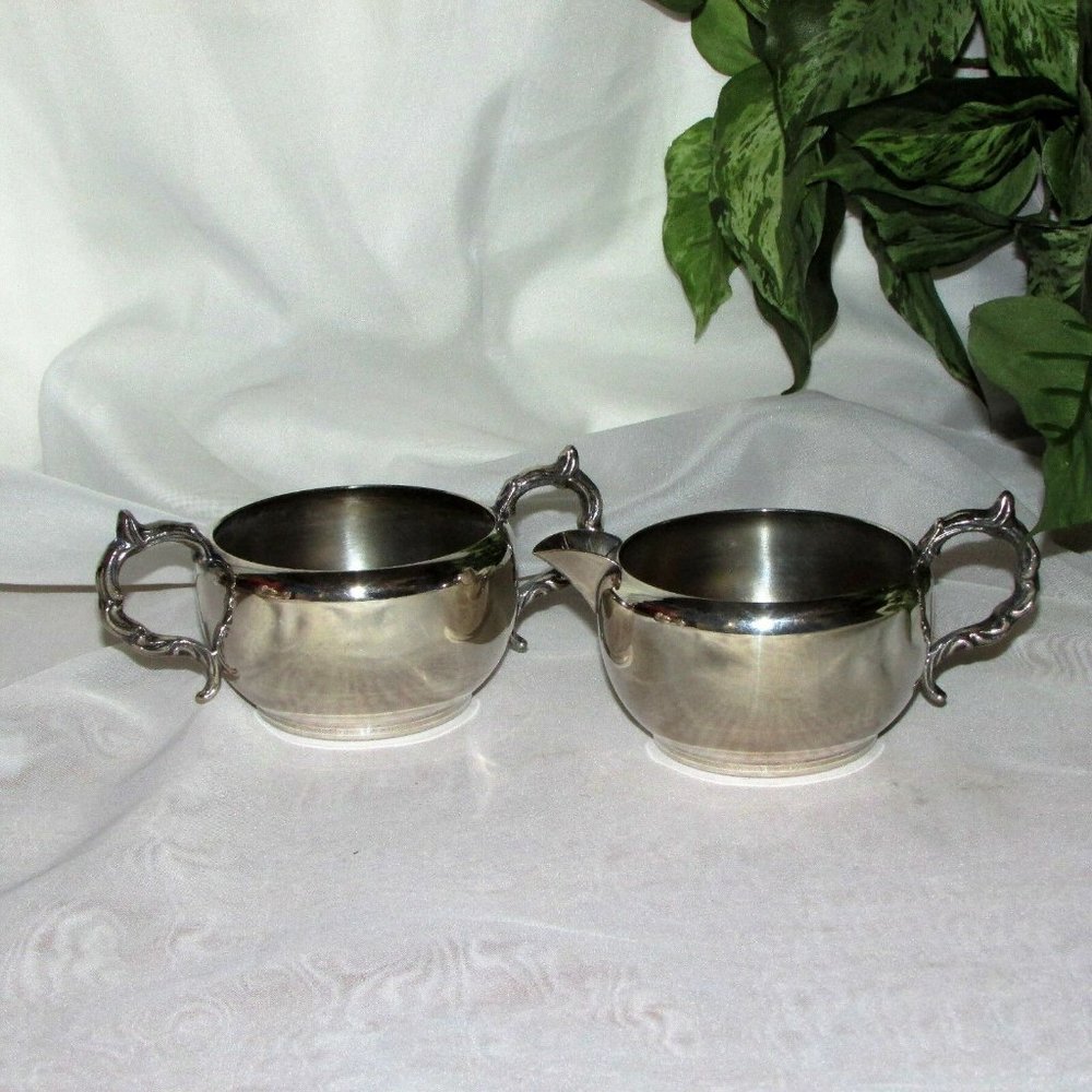 Vintage Silver Plate Creamer & Sugar Bowl Viking Canada